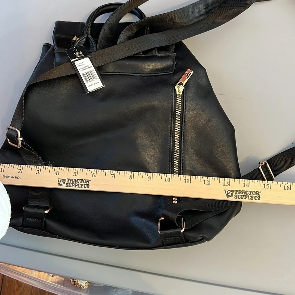 NWT London Fog Alice Quilted Backpack BLACK